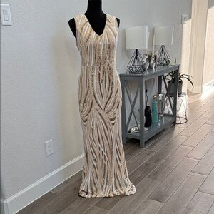 SHEIN Champagne Sequin V-Neck Maxi Dress